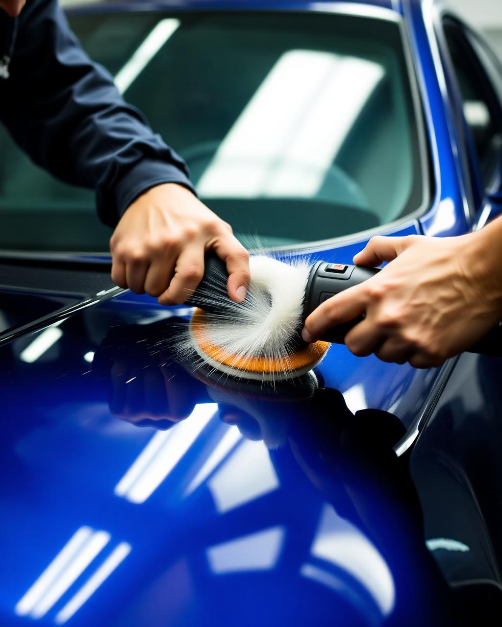 Polichado profesional de pintura azul