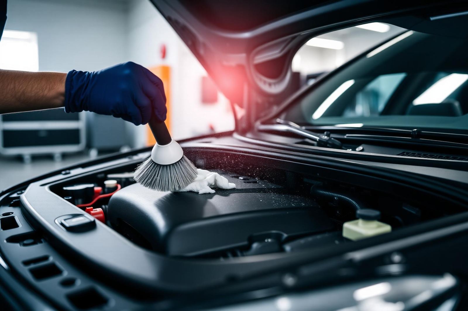 Técnico de Carsmot realizando lavado de motor en seco a un vehículo en Bogotá